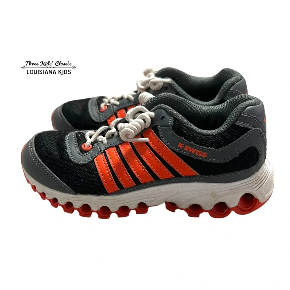 K-Swiss Sz 11.5 Kids' Black Grey & Orange Sneakers